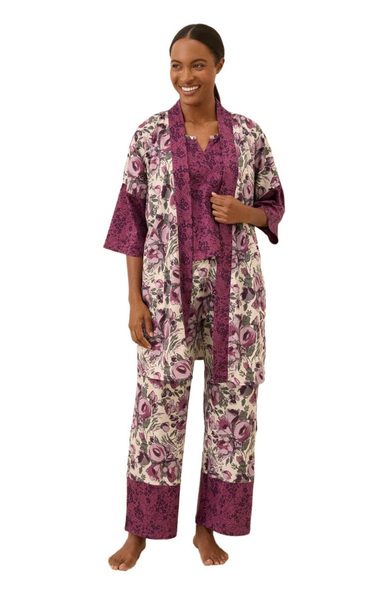 Pact Organic Staycation Short Robe, Main, color, Gathered Garden