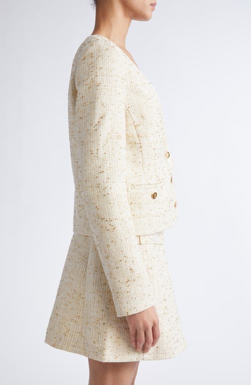 Giambattista Valli V-neck Tweed Crop Jacket In Burgundy