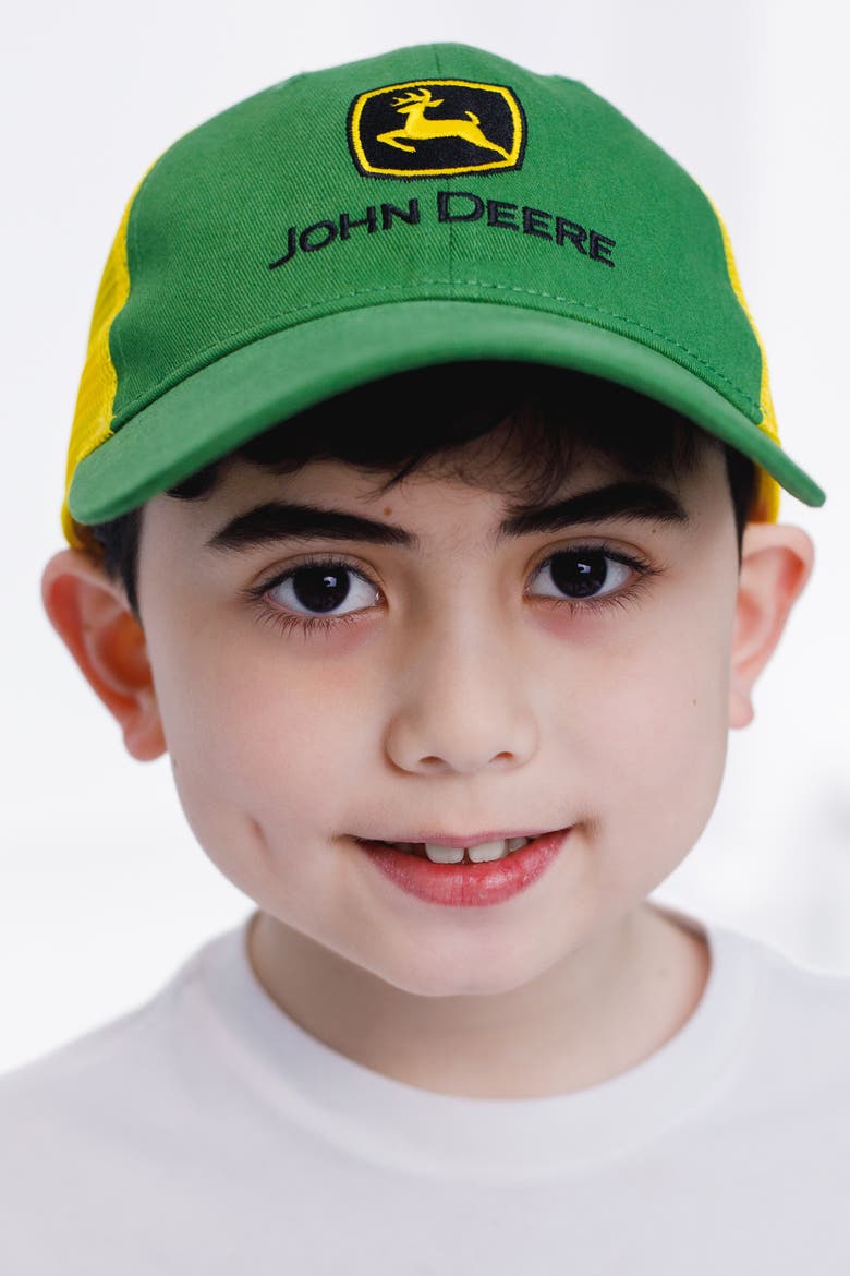 Boys' Snapback Trucker Baseball Cap, Alternate, color, Green Yellow Logo