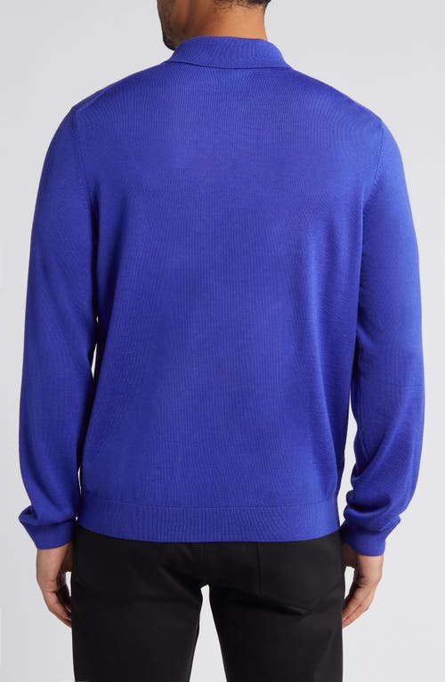Hugo Boss Lancione Wool Sweater Polo In Blue