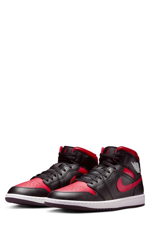 Jordan Men's Air  1 Mid Shoes In Black/summit White/varsity Red