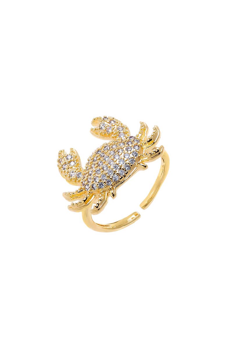 BY ADINA EDEN Pave Crab Adjustable Ring, Main, color, Gold