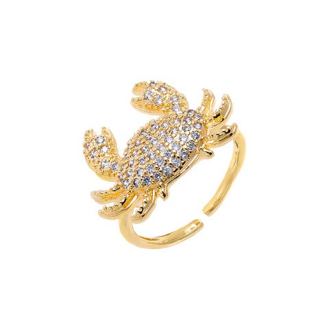 Pave Crab Adjustable Ring
