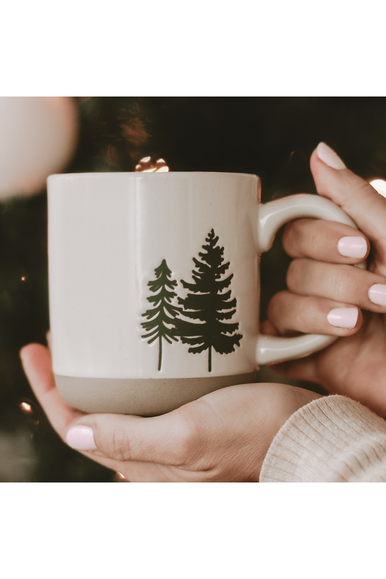 Trees 14 oz Stoneware Coffee Mug, Alternate, color, Green Trees