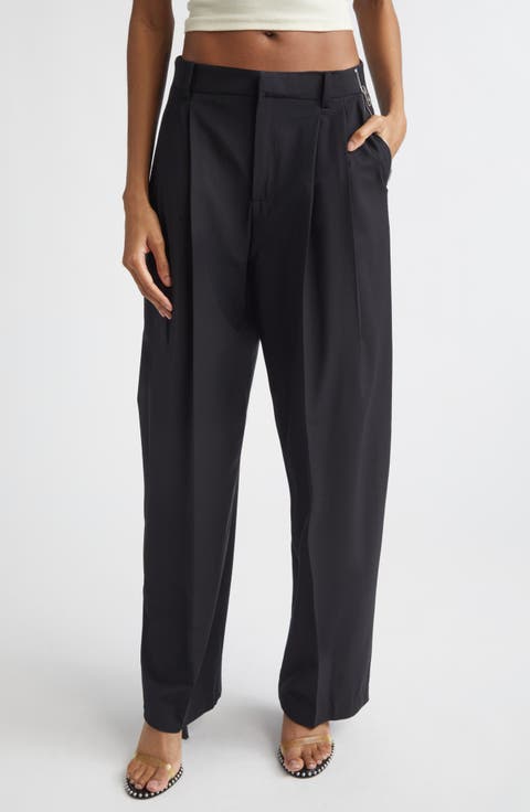 Stretch Wool Blend Tailored Pants