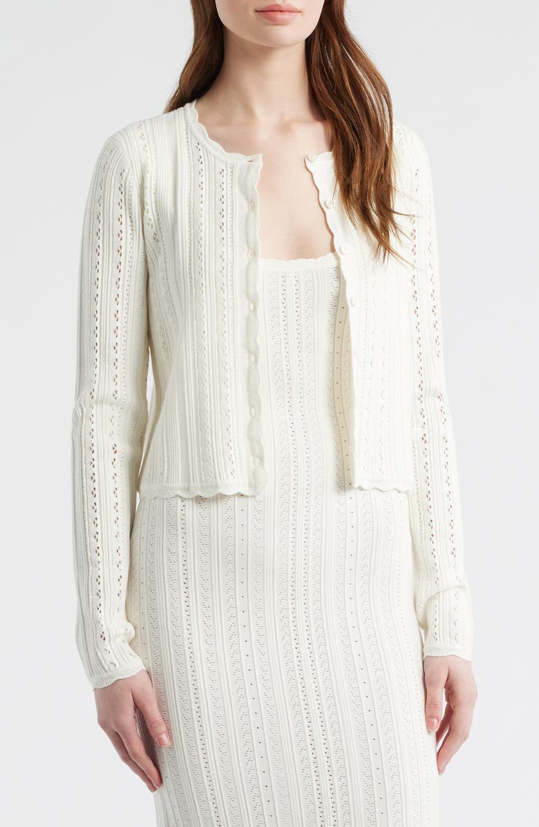 LoveShackFancy Peridot Pointelle Knit Cardigan, Main, color, 