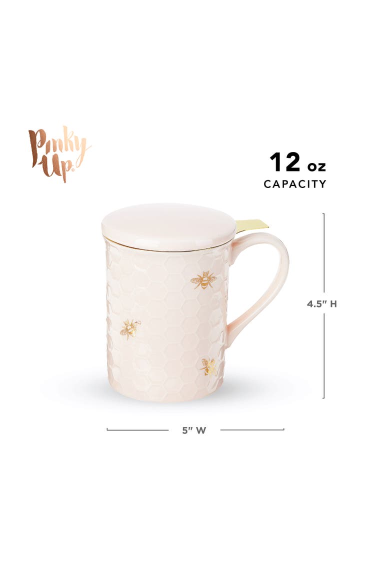 Annette Ceramic Tea Mug & Infuser, Alternate, color, Pink Bees