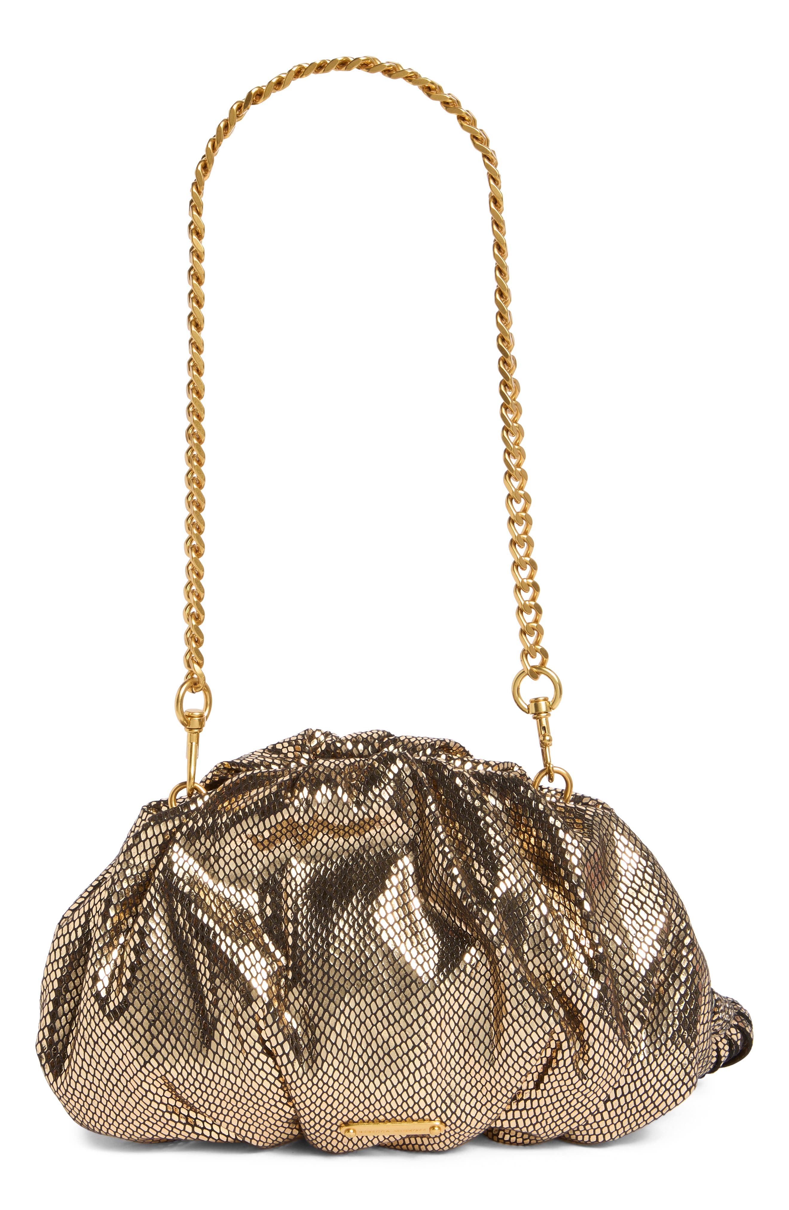 Rebecca Minkoff Small Ruched Clutch, Alternate, color, Gold