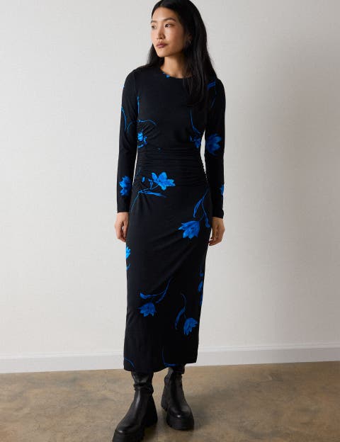 Floral Ruched Jersey Dress