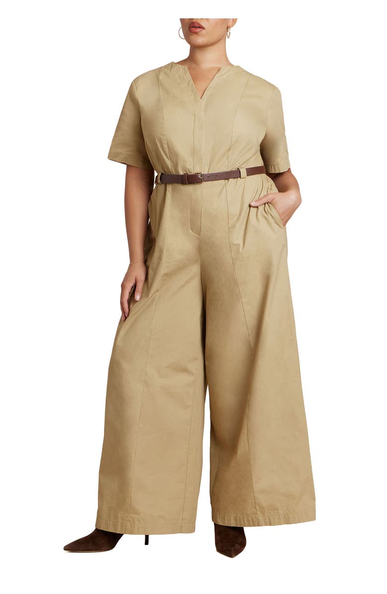ELOQUII Wide Leg Jumpsuit, Main, color, Ginger Root