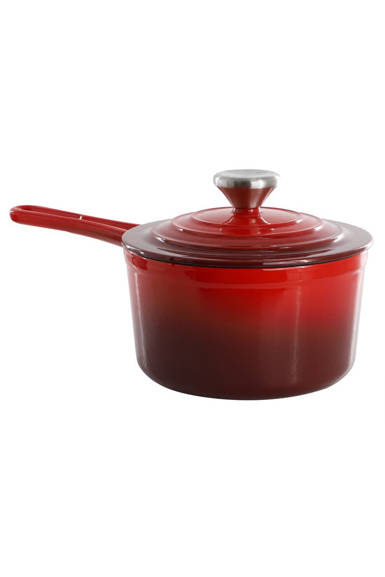 2 Quart Enameled Cast Iron Sauce Pan, Main, color, Red