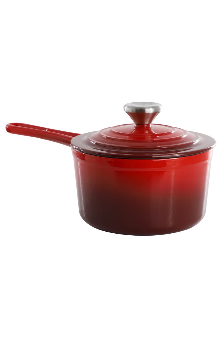 Megachef 2 Quart Enameled Cast Iron Sauce Pan, Main, color, Red