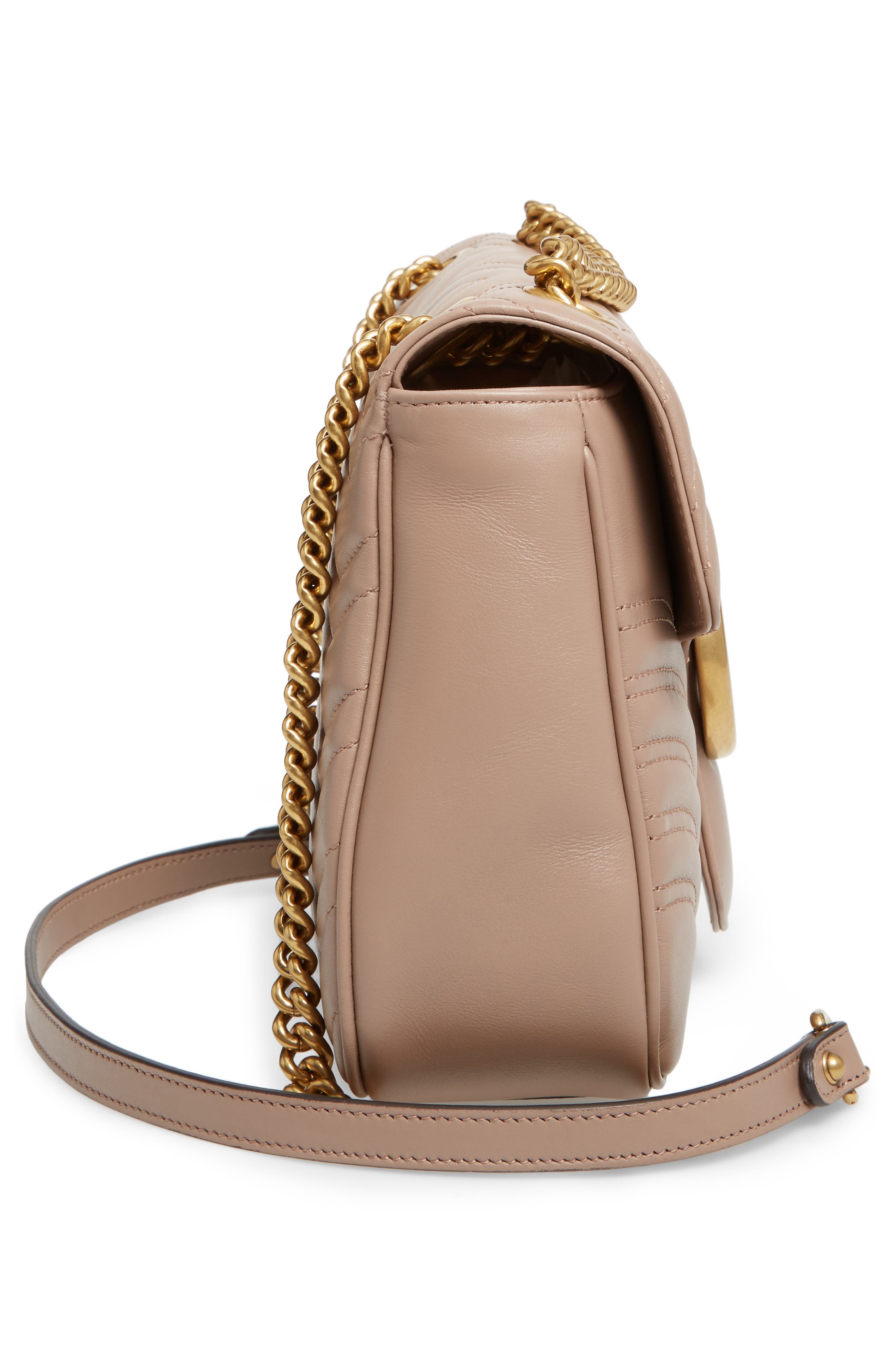 Medium GG Matelassé Leather Shoulder Bag, Alternate, color, PORCELAIN ROSE