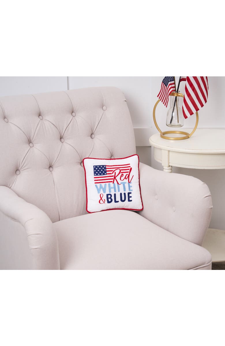 C&F Home "Red White & Blue" USA Flag Mini Accent Pillow, 10" x 10", Alternate, color, Red