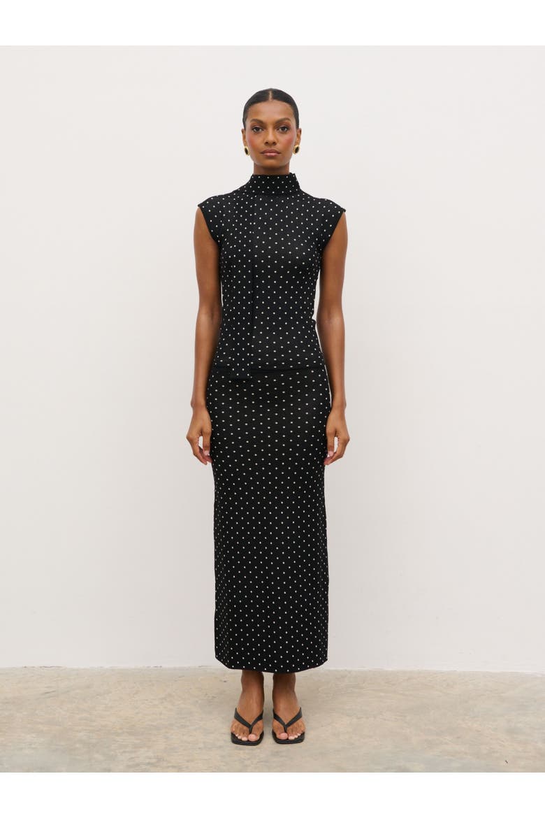 Bonnie Polka Dot Knit Midi Skirt, Alternate, color, Black And Cream