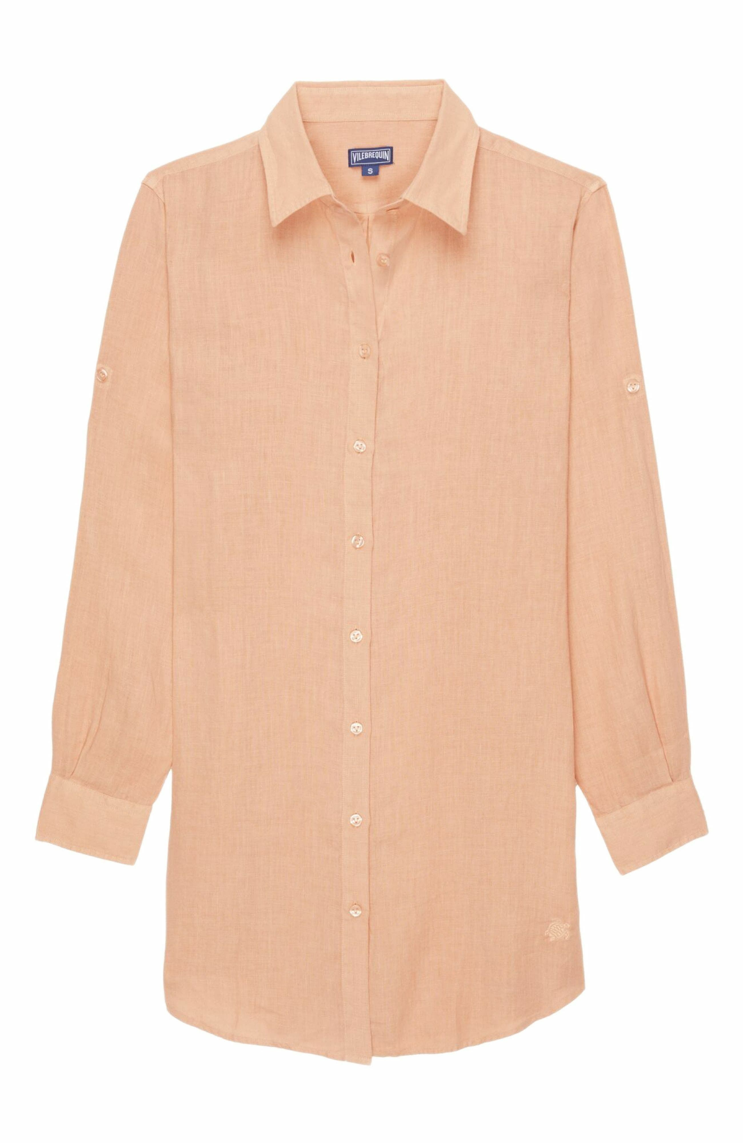 Women's Solid Linen Shirt Dress - image 4