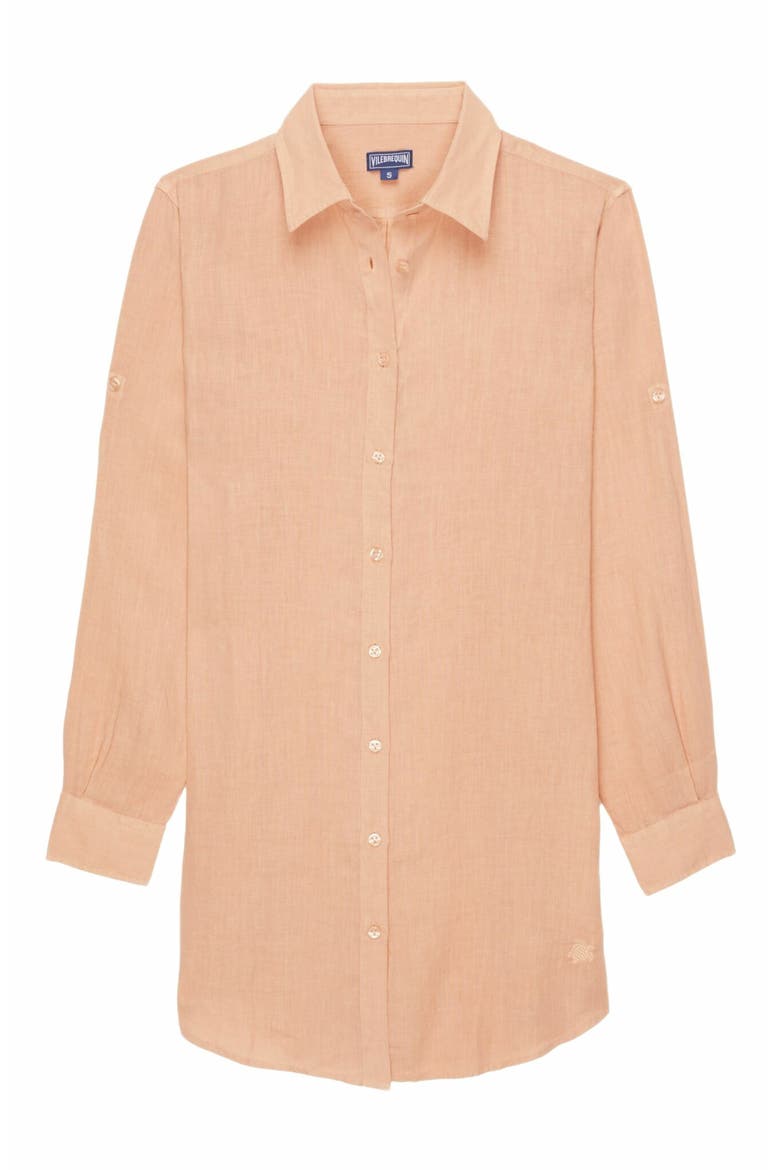 Women's Solid Linen Shirt Dress, Alternate, color, BLUSH