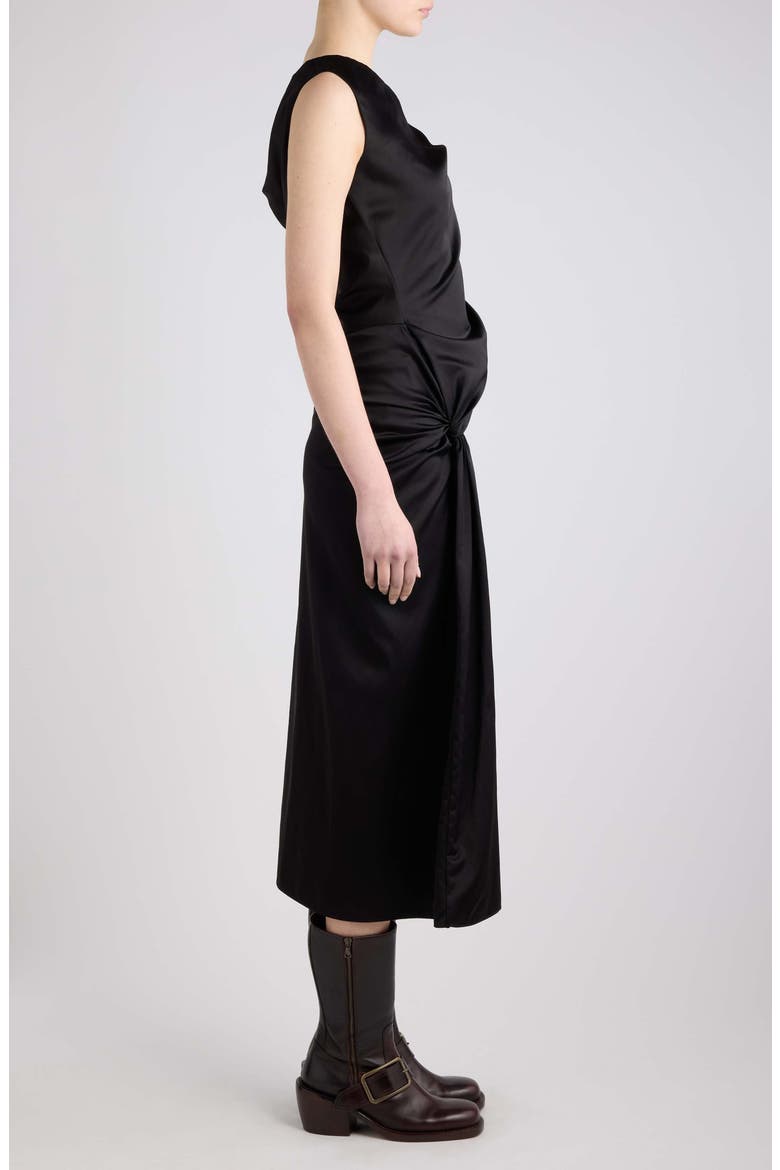 Dumas One-Shoulder Satin Midi Dress, Alternate, color, BLACK