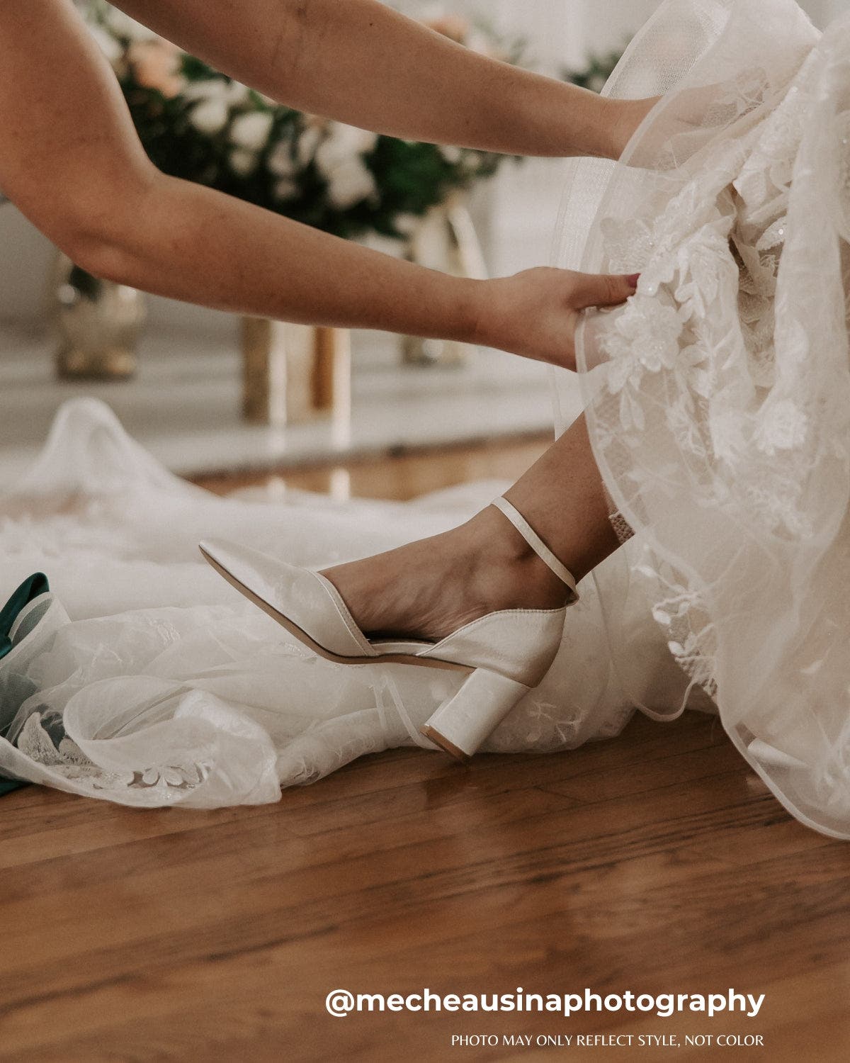 Kailee P Sally Satin Block Heels Wedding Shoes, Alternate, color, White