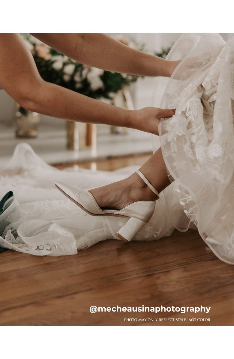 Kailee P Sally Satin Block Heels Wedding Shoes, Alternate, color, White