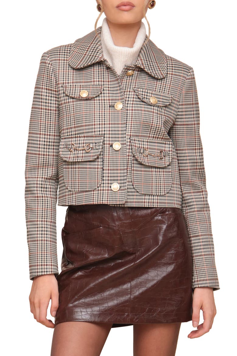 Check Plaid Crop Jacket, Main, color, ENGLISH TARTAN