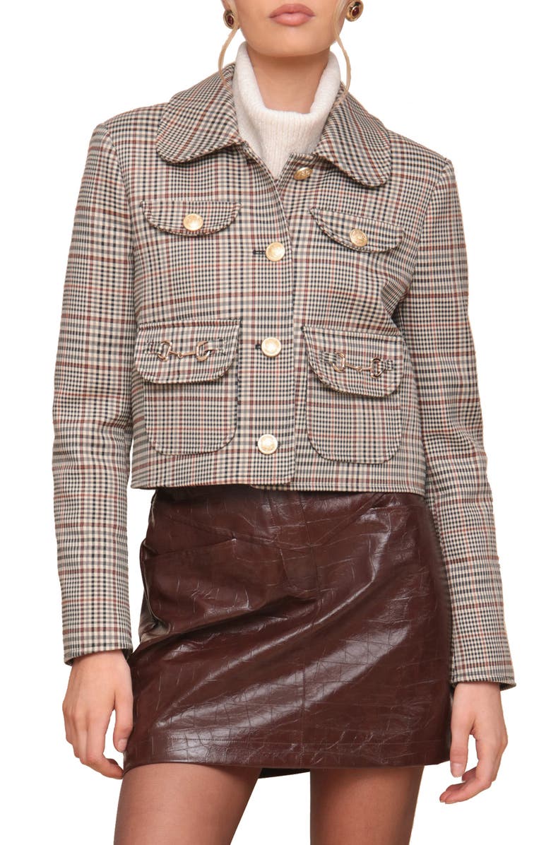 Avec Les Filles Check Plaid Crop Jacket, Main, color, 