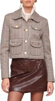 Avec Les Filles Check Plaid Crop Jacket