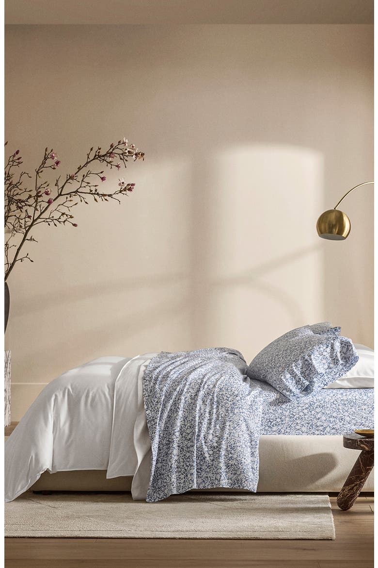 Signature Garden Print Hemmed Organic Cotton Sheet Set, Alternate, color, BAY