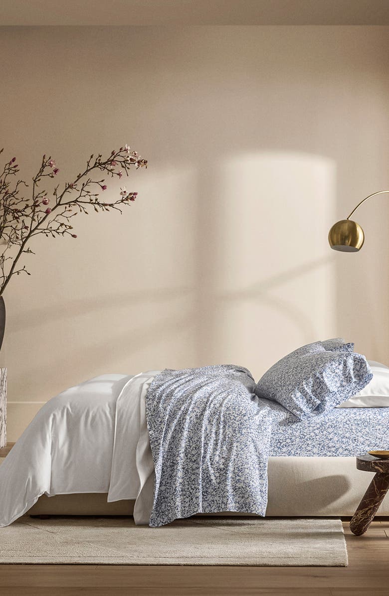 Boll & Branch Signature Garden Print Hemmed Organic Cotton Sheet Set, Alternate, color, Bay