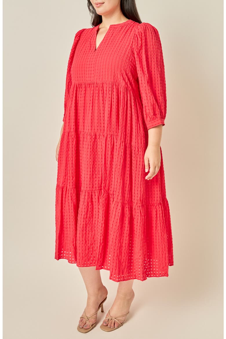 Tiered Midi Dress, Alternate, color, RED