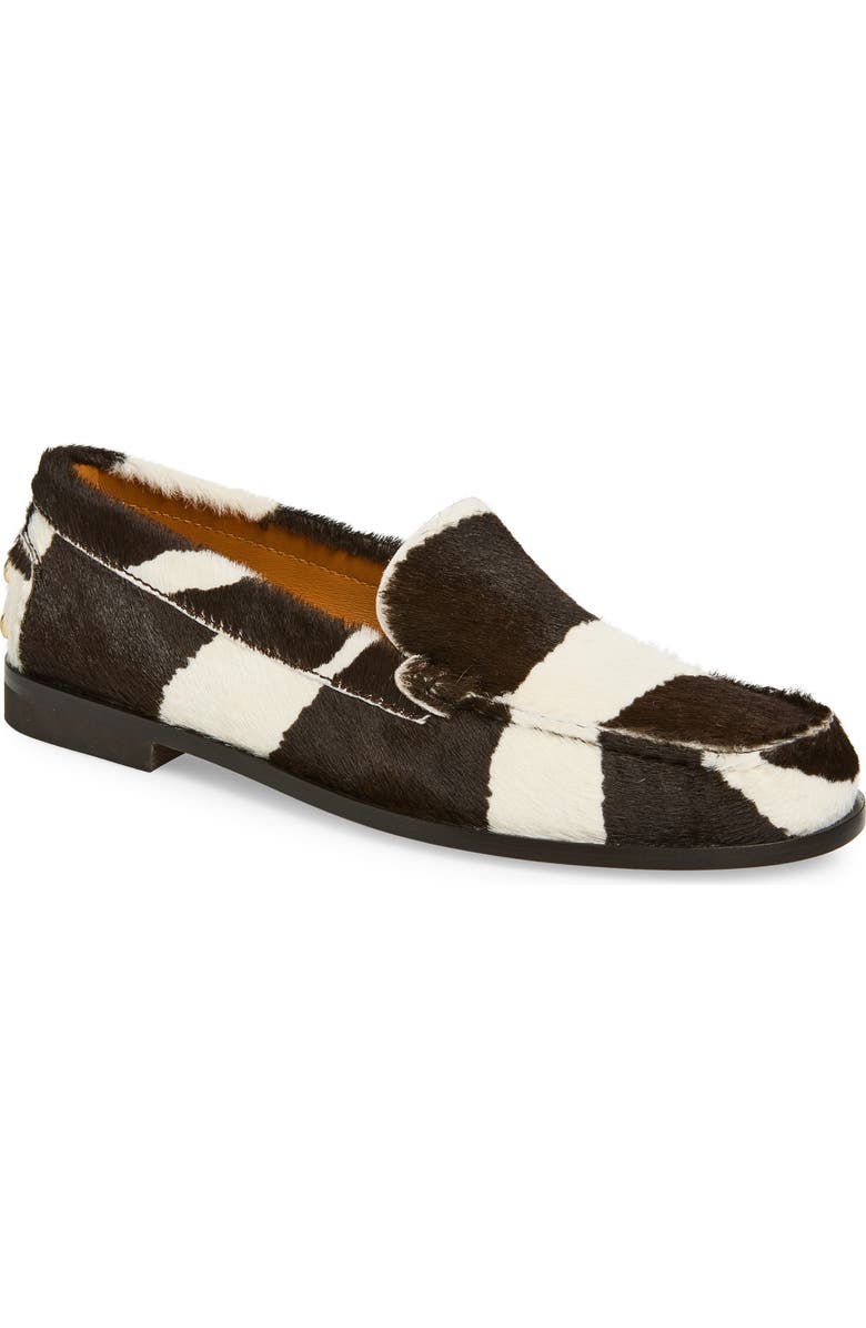 Tod's Genuine Calf Hair Stud Detail Slipper Loafer, Main, color, Bianco/ Moro