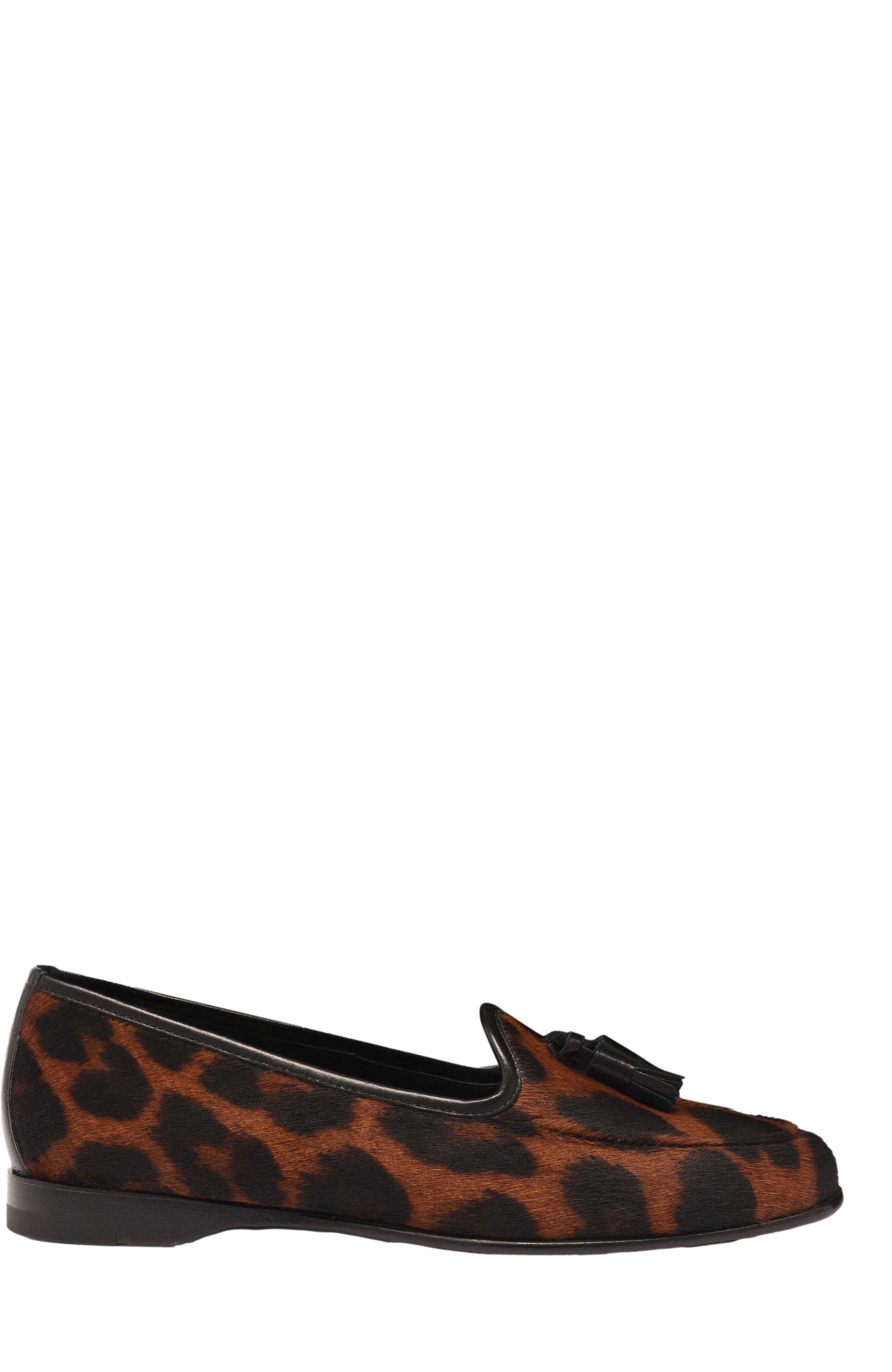 Santoni Women's Andrea Leopard Tassel Loafer, Alternate, color, 