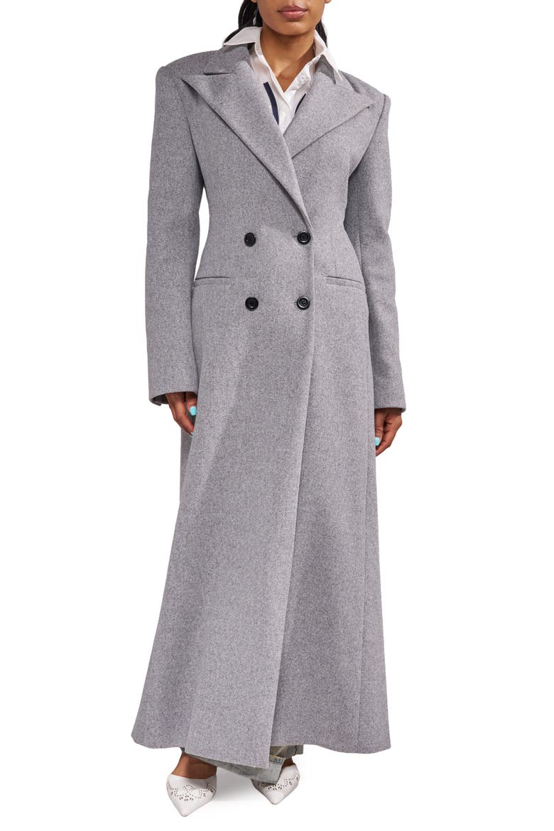 Haloir Double Breasted Trench Coat, Main, color, GREY