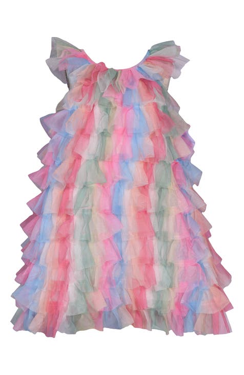 Kids' Stripe Ruffle Trapeze Party Dress (Toddler & Little Kid)