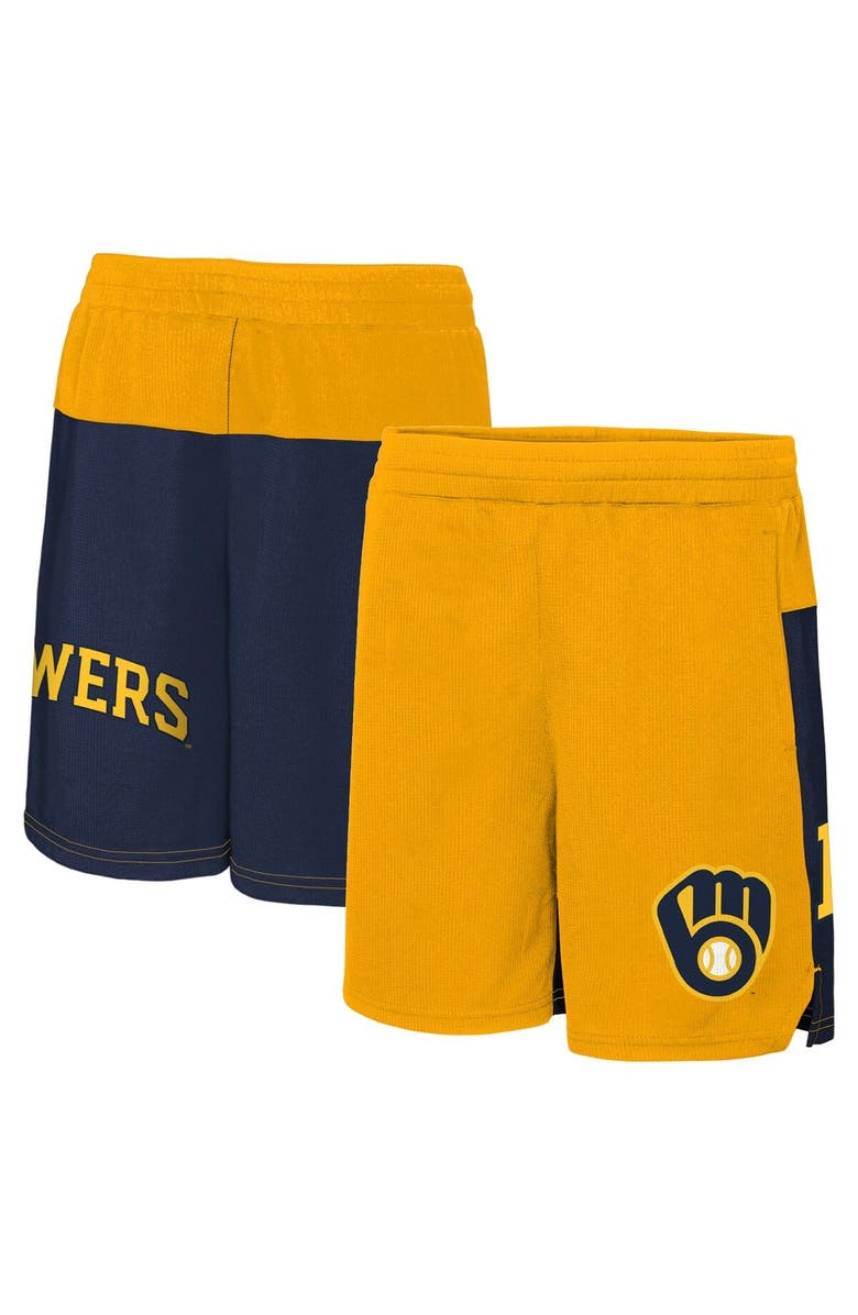 Outerstuff Youth Gold Milwaukee Brewers 7th Inning Stretch Shorts, Main, color, Gold