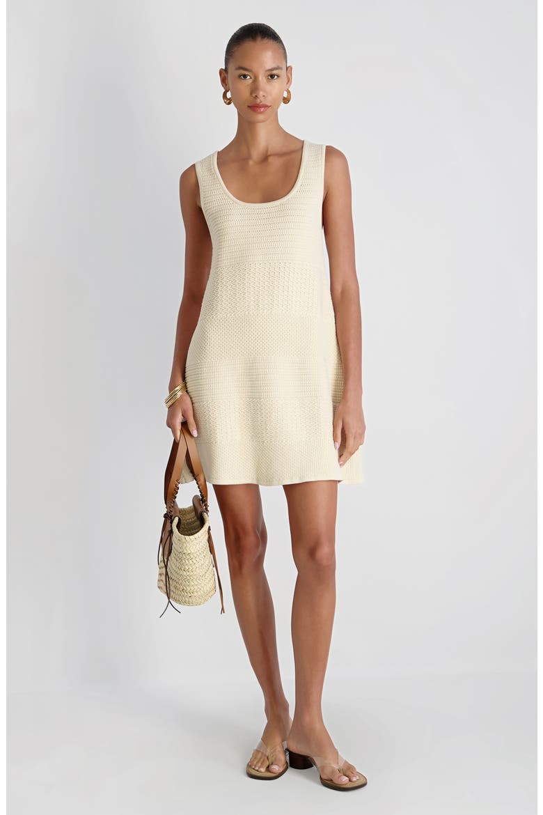 Mozart Mixed Stitch Sleeveless Minidress, Alternate, color, ECRU
