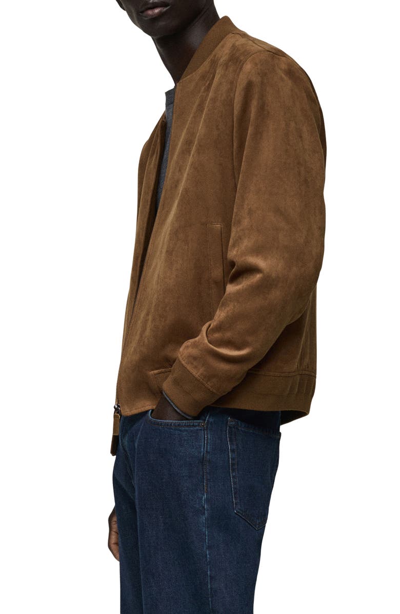 MANGO Faux Suede Bomber Jacket, Alternate, color,
