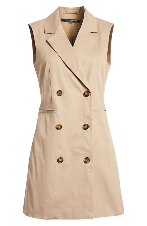 Shop French Connection Coco Sleeveless Double Breasted Twill Blazer Minidress In Autumn Camel
