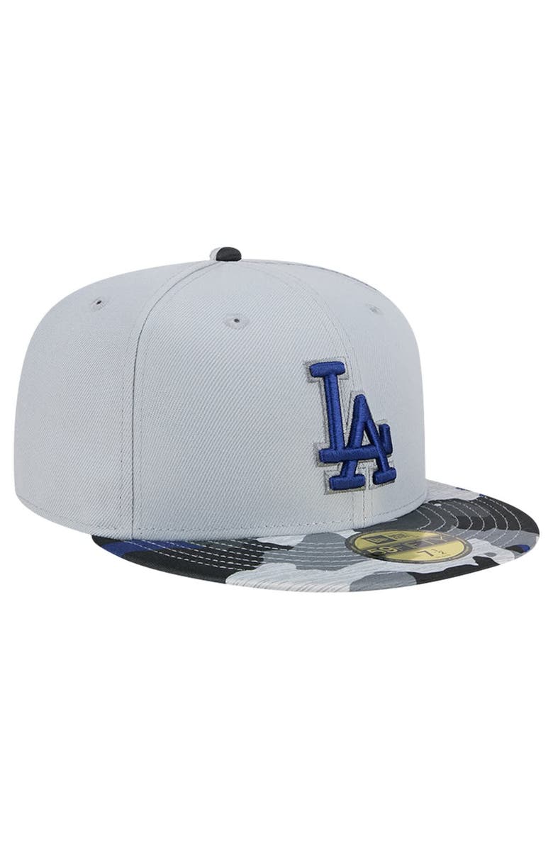 New Era Men's New Era Gray Los Angeles Dodgers Active Team Camo 59FIFTY Fitted Hat, Alternate, color, 