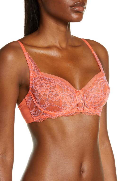 Skarlett Blue Minx Underwire Balconette Bra In Summer Coral/jubilee