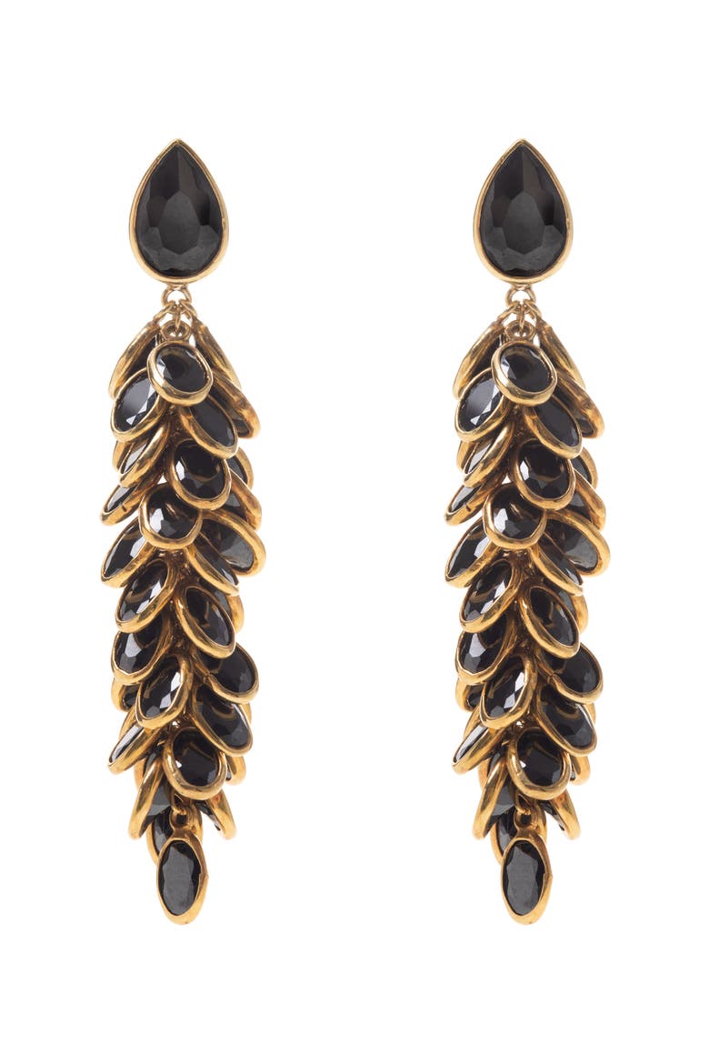Crystal Long Drops, Main, color, Black and Gold