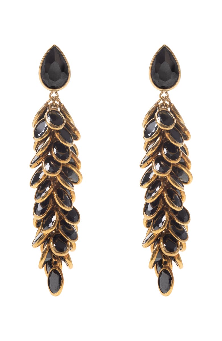 Freya Rose Crystal Long Drops, Main, color, Black And Gold