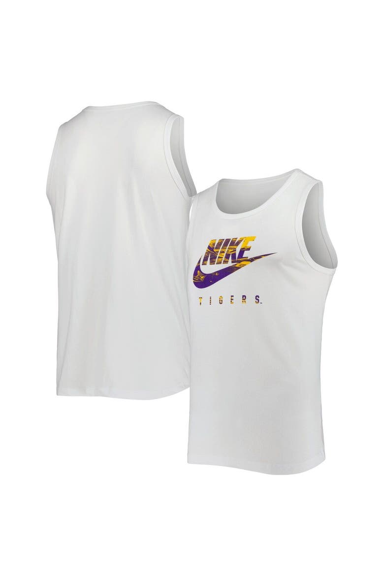 Men's Nike White LSU Tigers Spring Break Futura Performance Tank Top, Main, color, White
