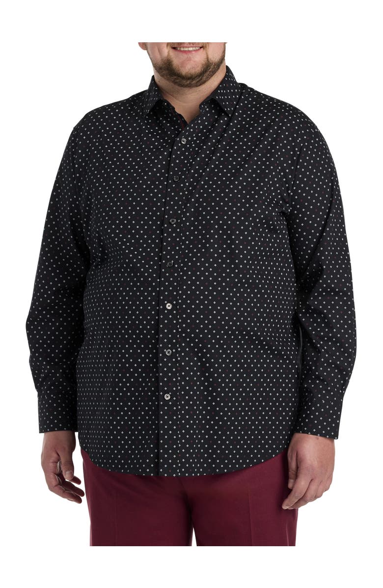 Synrgy by DXL Big & Tall Micro Diamond Sport Shirt, Alternate, color, Black