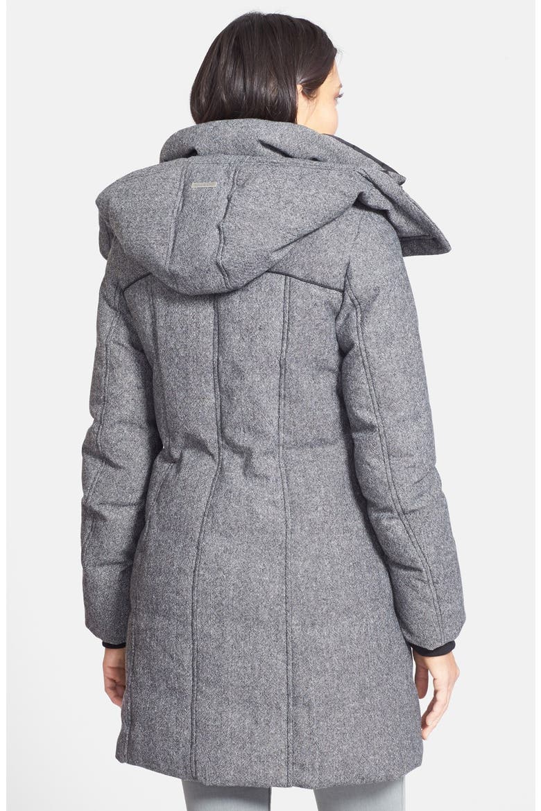 Down Filled Wool Blend Coat with Removable Hood, Alternate, color, BLACK