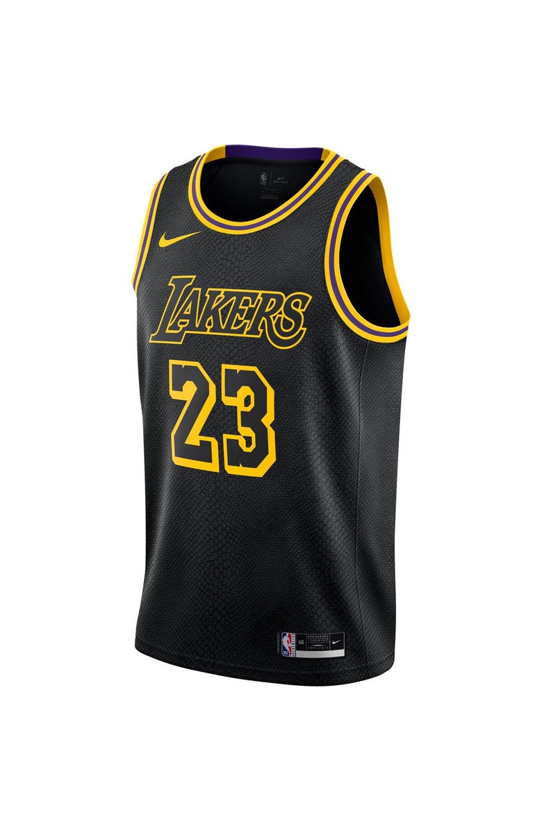 Nike Men's Nike LeBron James Black Los Angeles Lakers City Edition Swingman Jersey, Alternate, color, 