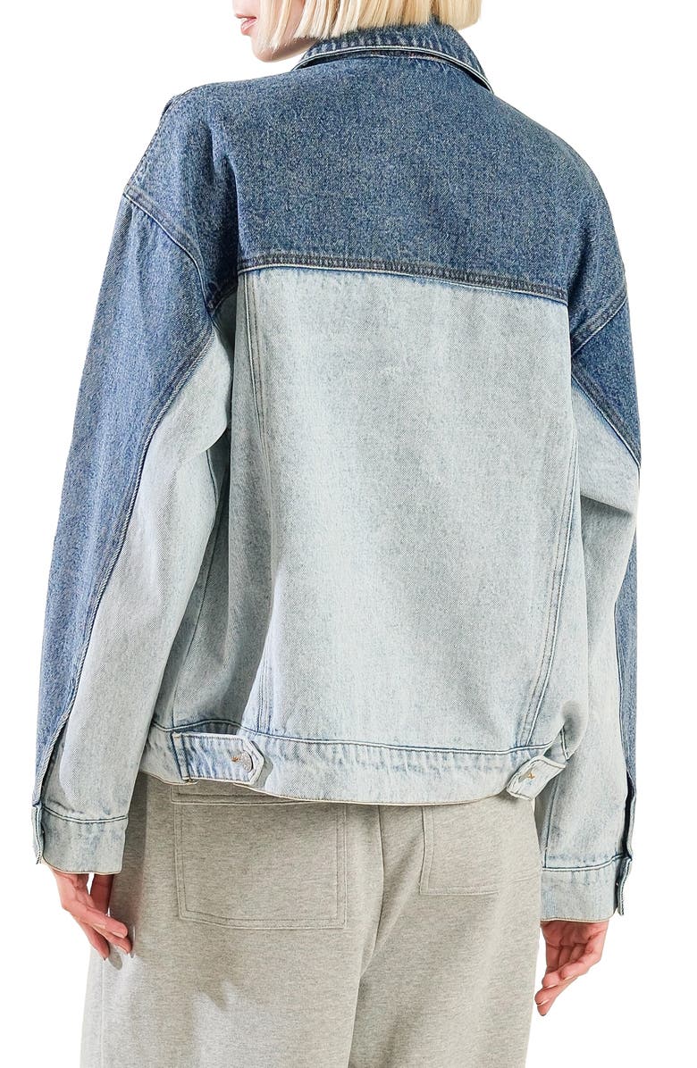 FREEMARKET Two-Tone Longline Denim Jacket, Alternate, color, Indigo