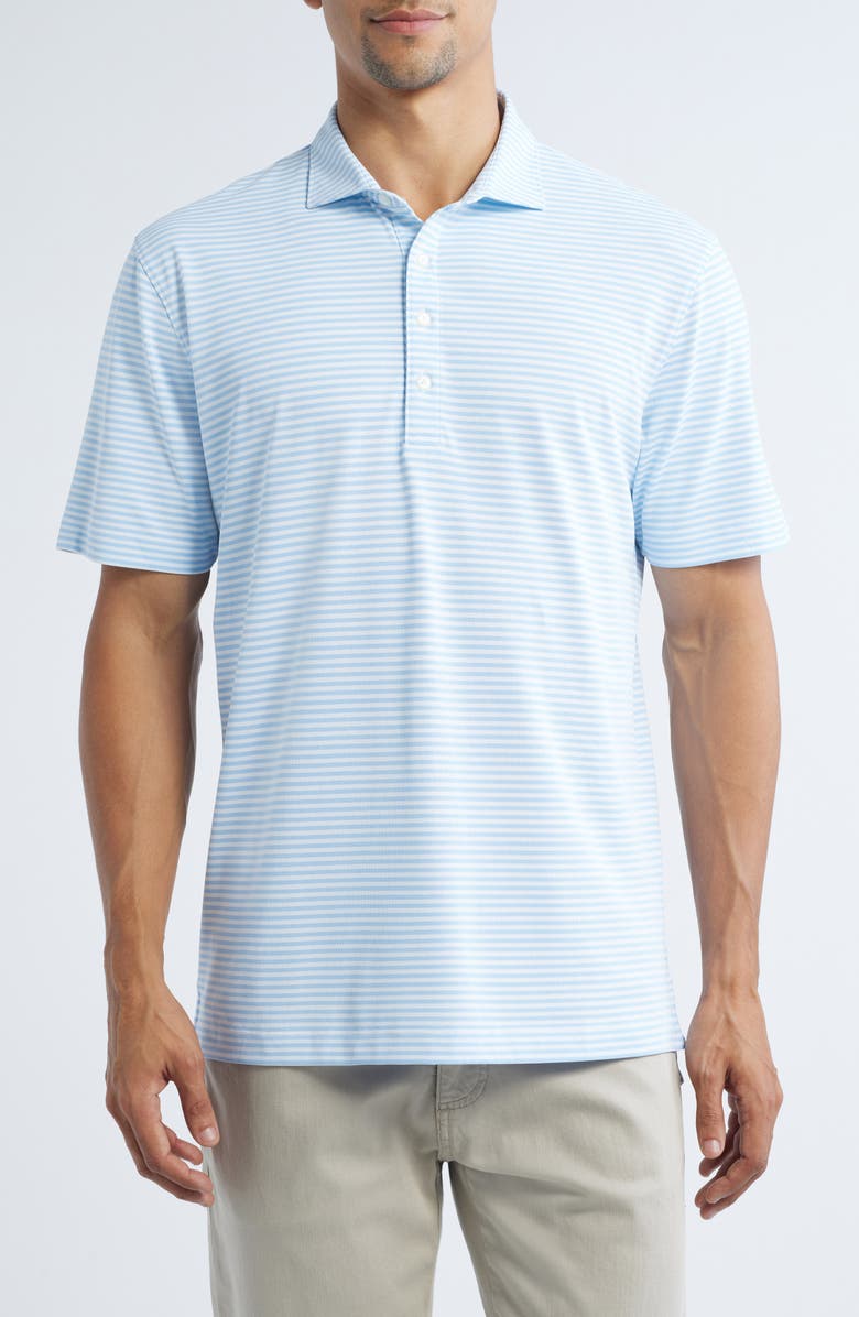 johnnie-O Stetsons Stripe Performance Polo, Main, color, Maliblu
