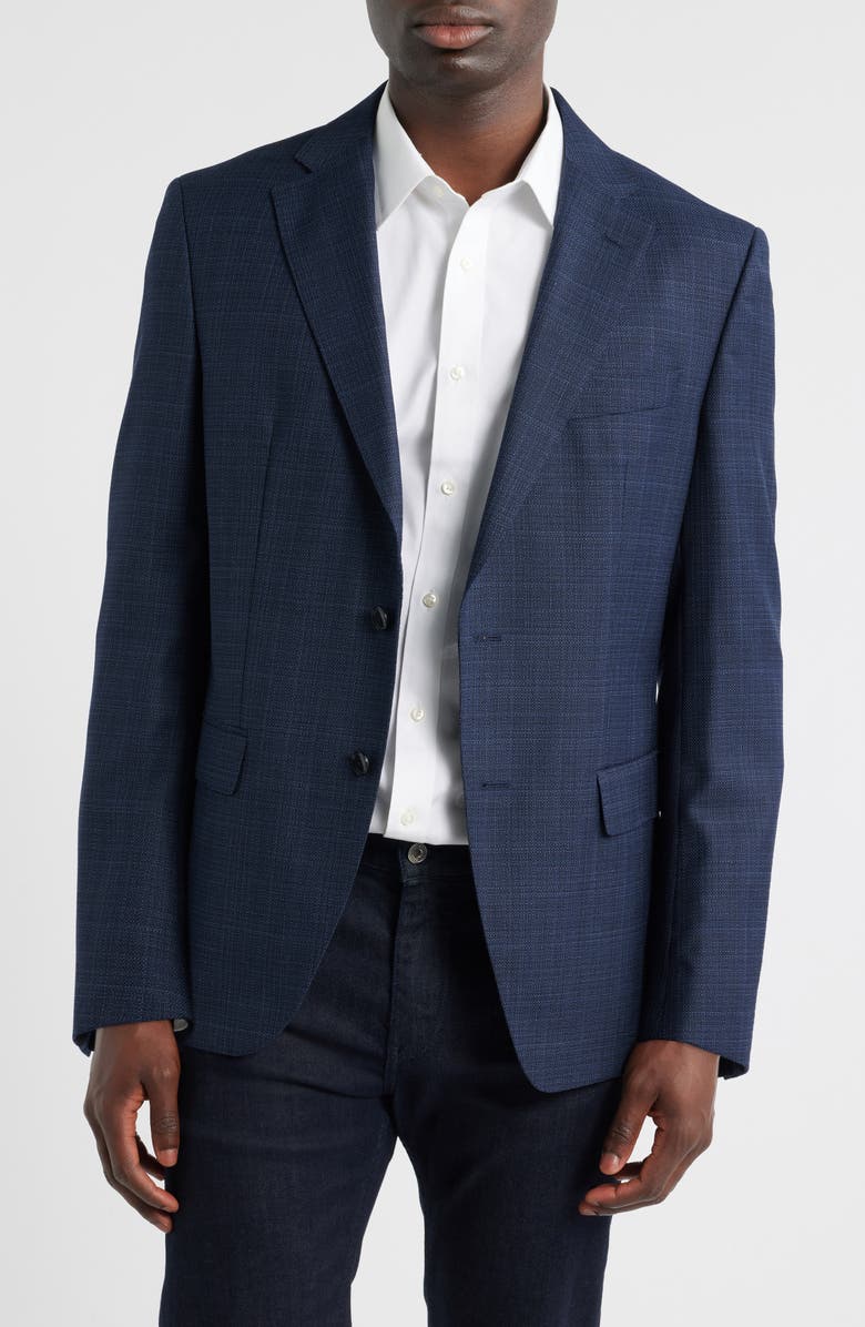 BOSS Hutson Crosshatch Virgin Wool Sport Coat, Main, color, Open Blue