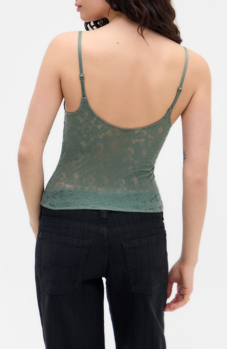 BDG Urban Outfitters Je'Taime Flocked Velvet Camisole, Alternate, color, Green